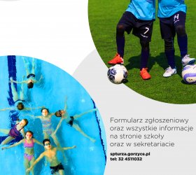 na plakacie dzieci z piłką i bawiące się na basenie
