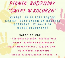 na plakacie: program pikniku rodzinnego piatek 18.06.2021r.